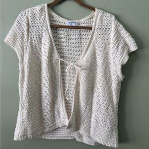 Old Navy Ivory Knit Tie-Front Top